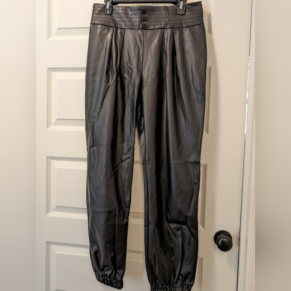 Large Gabriel union of NY&CO line pleather high waste joggers